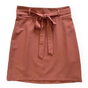 ASOS burnt‎ orange bow tie mini pencil skirt